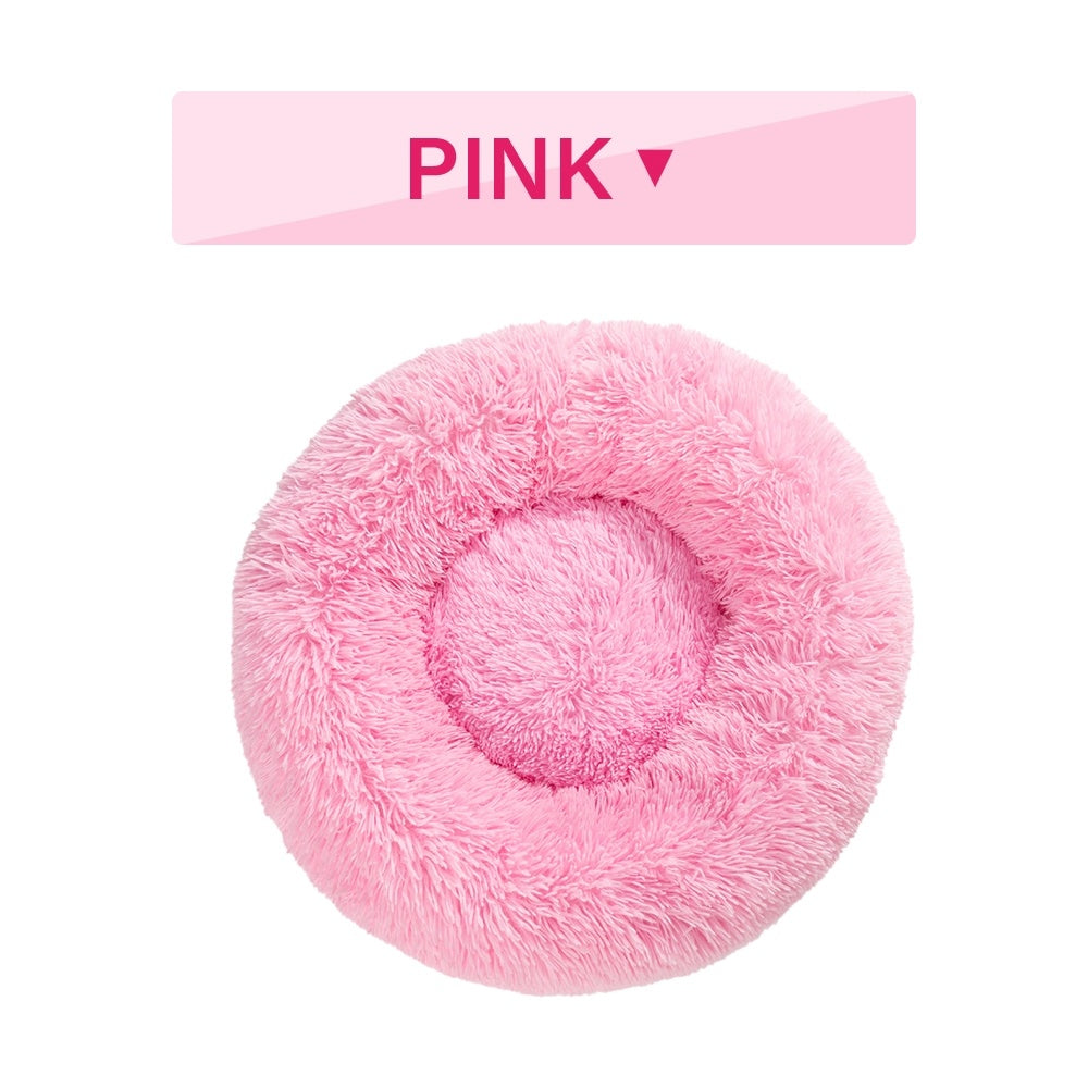 Fluffy Donut Dog Bed - Calming Plush Pet Cushion (S-XL)