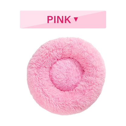 Fluffy Donut Dog Bed - Calming Plush Pet Cushion (S-XL)