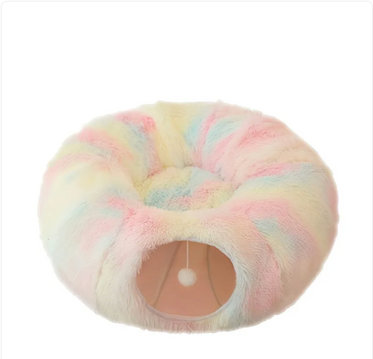 Foldable Plush Cat Tunnel & Nest Bed - Cozy Winter Kennel