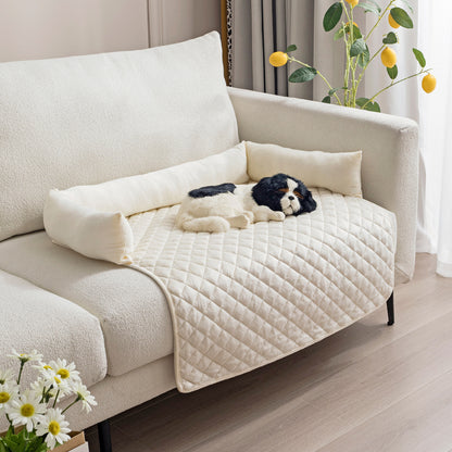 Dog Sofa Bed - Cushioned Pet Couch with Furniture Protector