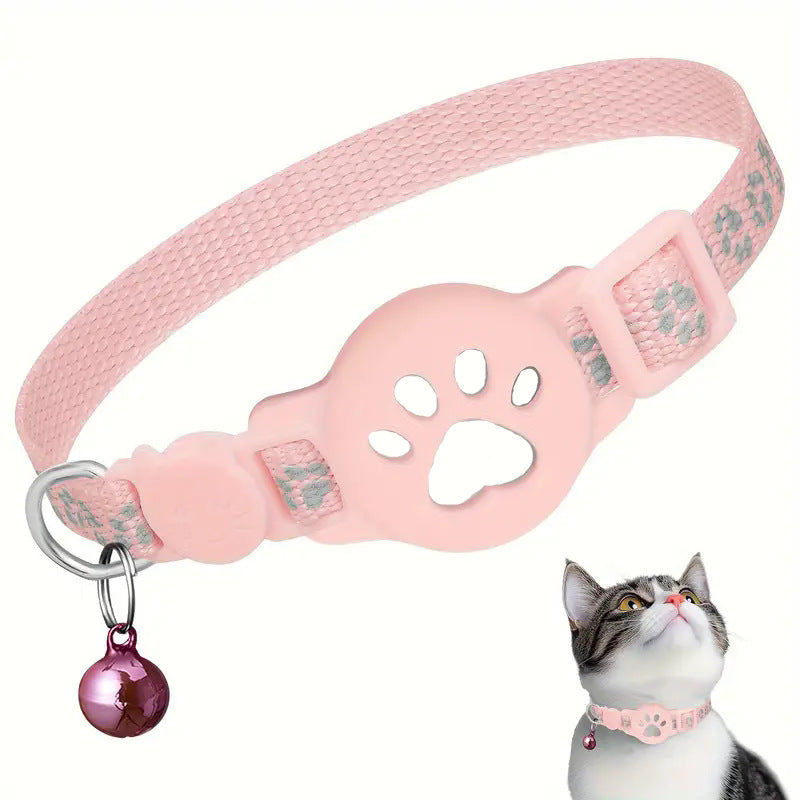 Cartoon Cat Collar with Locator Pouch - Reflective Kitty Collar