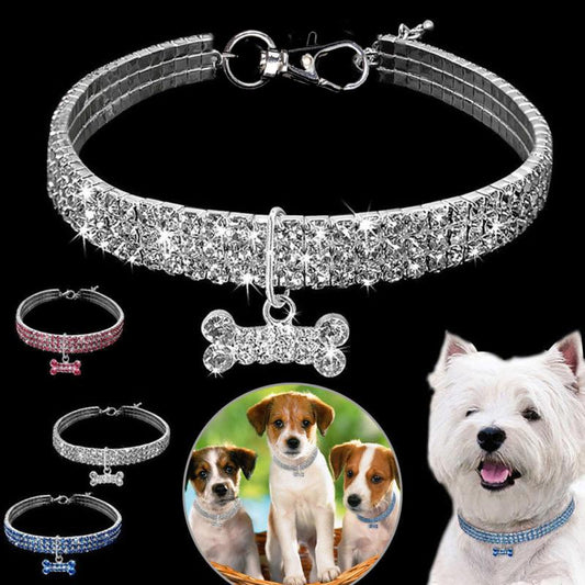 Bling Rhinestone Dog Collar - Crystal Collar for Small Dogs & Cats