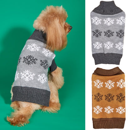 Christmas Dog Sweater - Snowflake Winter Holiday Knit