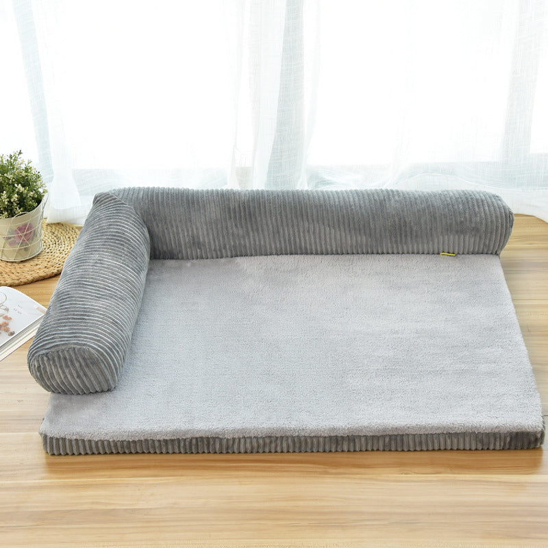 Corduroy Dog Sofa Bed - Soft Pet Bed with Non-Slip Base