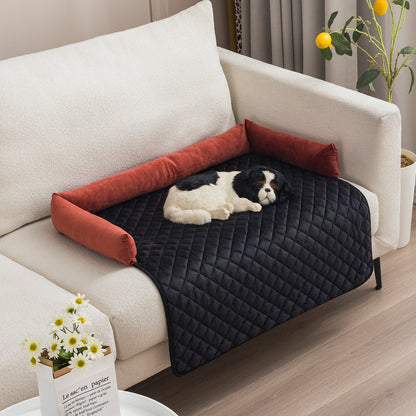 Dog Sofa Bed - Cushioned Pet Couch with Furniture Protector