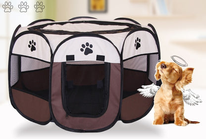 Folding Octagonal Pet Playpen - Portable Oxford Cloth Dog Tent