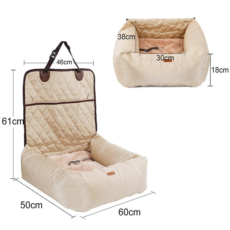 2-in-1 Folding Dog Car Seat Bed - Waterproof Travel Mattress