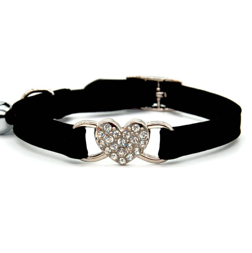 Cute Cat Collar with Heart Charm - Adjustable Kitty Collar
