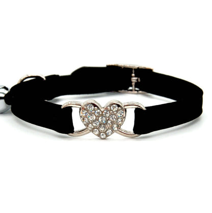 Cute Cat Collar with Heart Charm - Adjustable Kitty Collar