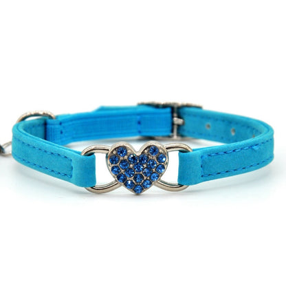 Cute Cat Collar with Heart Charm - Adjustable Kitty Collar