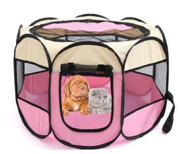Folding Octagonal Pet Playpen - Portable Oxford Cloth Dog Tent