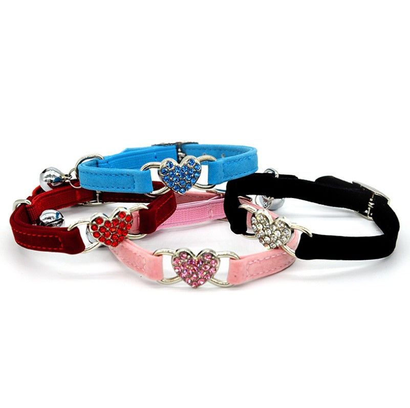 Cute Cat Collar with Heart Charm - Adjustable Kitty Collar