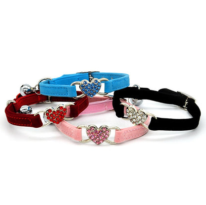 Cute Cat Collar with Heart Charm - Adjustable Kitty Collar
