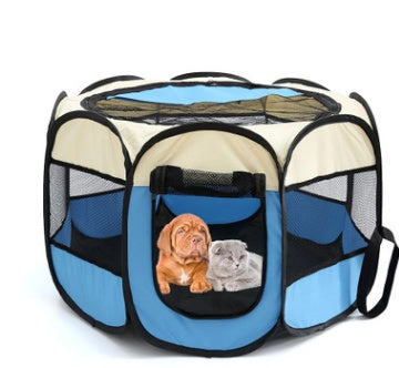 Folding Octagonal Pet Playpen - Portable Oxford Cloth Dog Tent