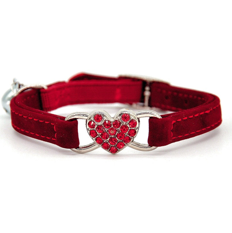 Cute Cat Collar with Heart Charm - Adjustable Kitty Collar