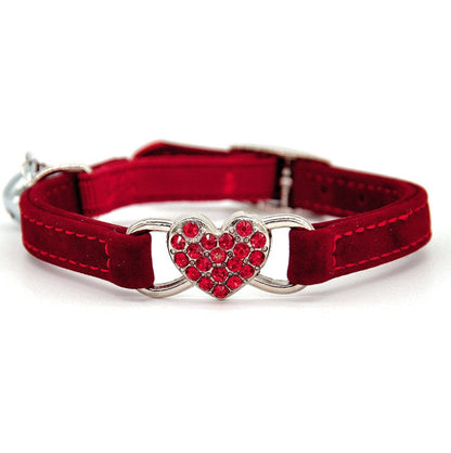 Cute Cat Collar with Heart Charm - Adjustable Kitty Collar