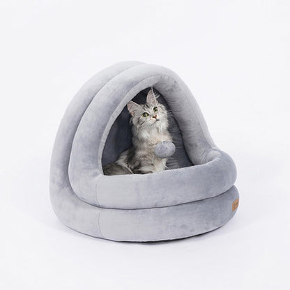 Cozy Cat House Bed - Soft Warm Kitten Sofa with Removable Mat