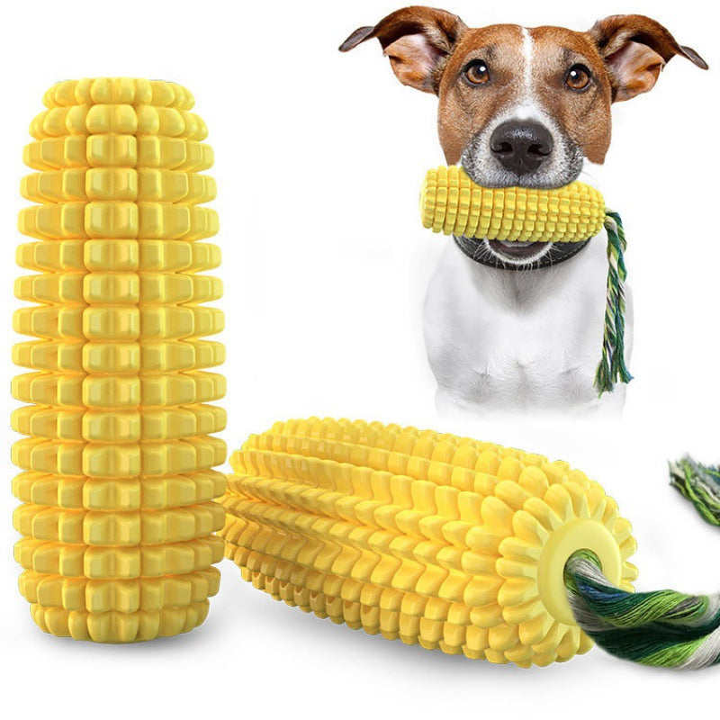 Corn-Shaped Dog Chew Toy with Suction Cup - Squeaky Tug Toy