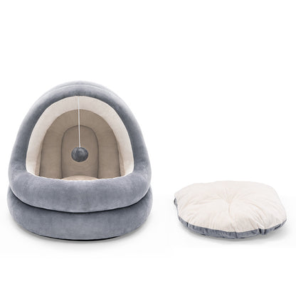 Cozy Cat House Bed - Soft Warm Kitten Sofa with Removable Mat