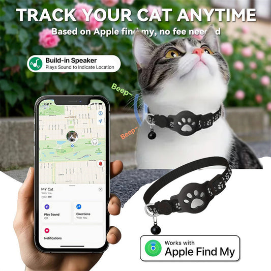 Cartoon Cat Collar with Locator Pouch - Reflective Kitty Collar