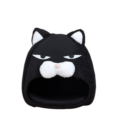 Enclosed Plush Cat House Bed - Washable Waterproof Nest