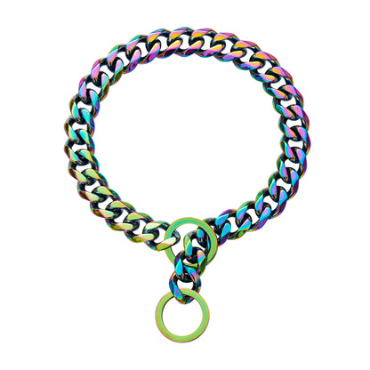 Stainless Steel Dog Chain Collar - Color-Plated Pet Chain