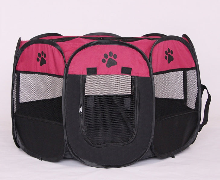 Folding Octagonal Pet Playpen - Portable Oxford Cloth Dog Tent