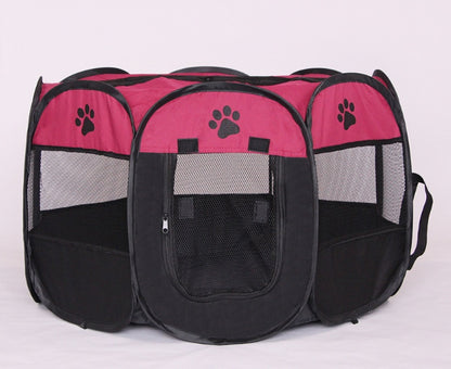 Folding Octagonal Pet Playpen - Portable Oxford Cloth Dog Tent