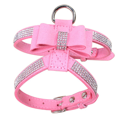 Rhinestone Dog Harness & Leash Set - Sparkly Pet Jacket