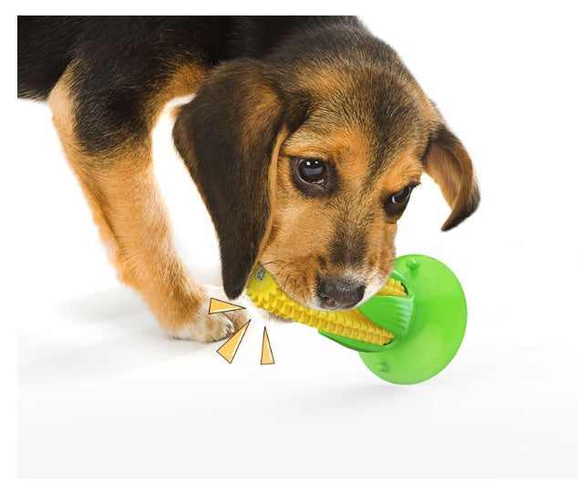 Corn-Shaped Dog Chew Toy with Suction Cup - Squeaky Tug Toy