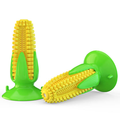 Corn-Shaped Dog Chew Toy with Suction Cup - Squeaky Tug Toy