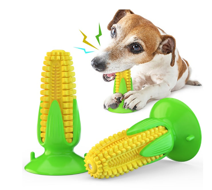 Corn-Shaped Dog Chew Toy with Suction Cup - Squeaky Tug Toy