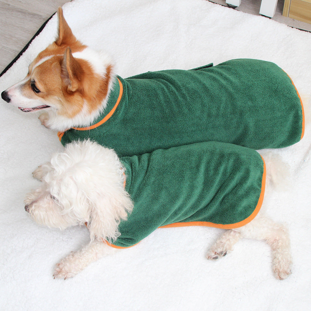 Coral Fleece Dog Bath Robe - Quick-Dry Pet Towel Wrap