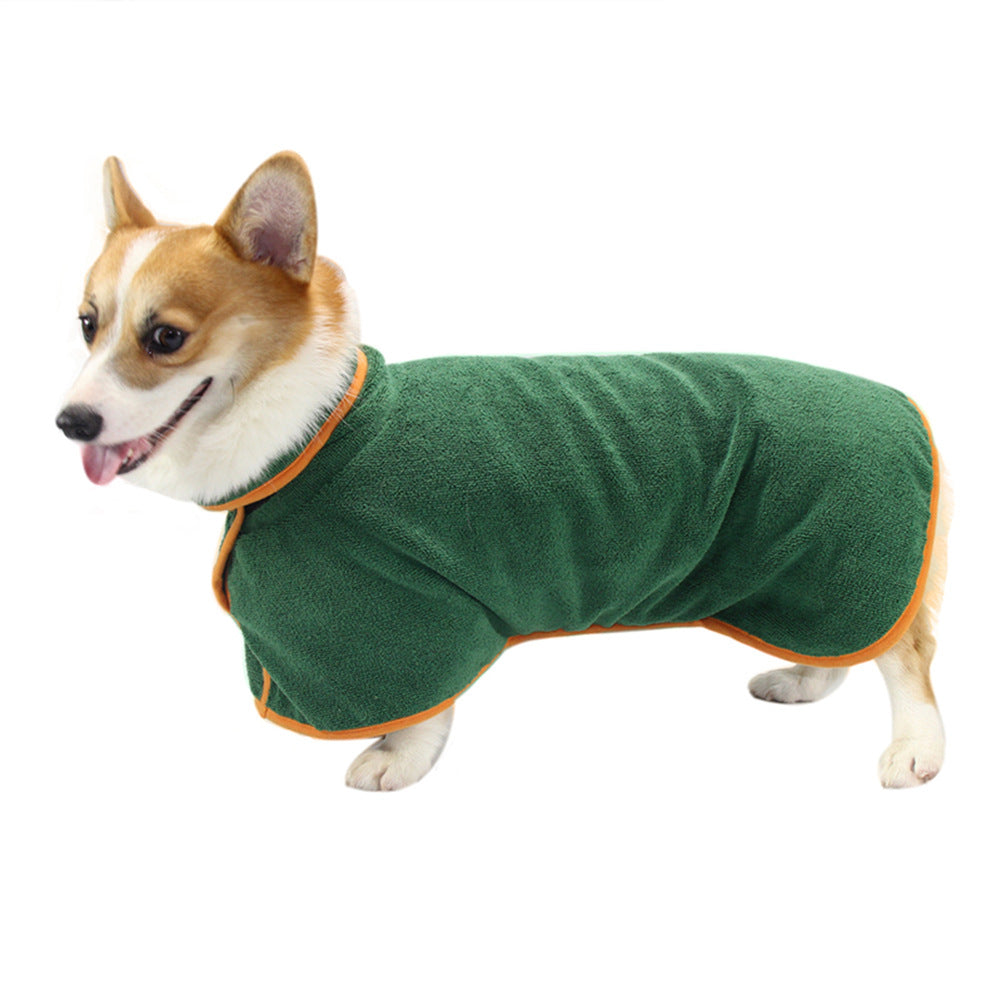 Coral Fleece Dog Bath Robe - Quick-Dry Pet Towel Wrap