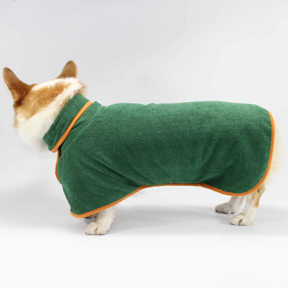 Coral Fleece Dog Bath Robe - Quick-Dry Pet Towel Wrap