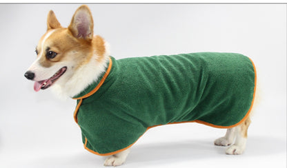 Coral Fleece Dog Bath Robe - Quick-Dry Pet Towel Wrap