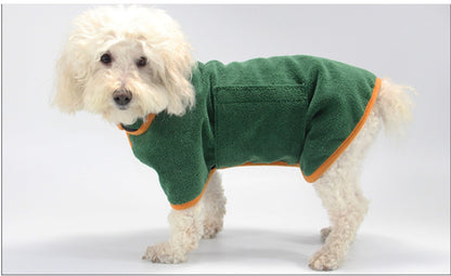 Coral Fleece Dog Bath Robe - Quick-Dry Pet Towel Wrap