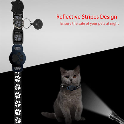 Cartoon Cat Collar with Locator Pouch - Reflective Kitty Collar