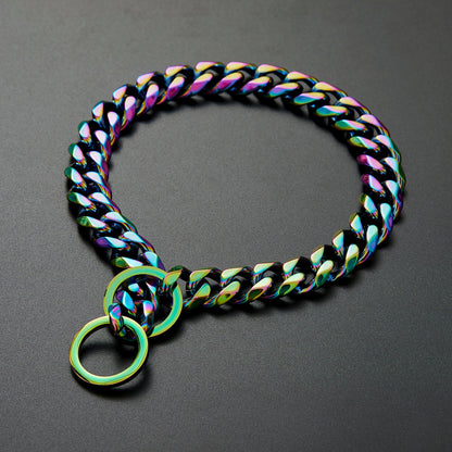 Stainless Steel Dog Chain Collar - Color-Plated Pet Chain