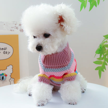 Colorful Striped Dog Sweater - Cozy Ring-Neck Pullover