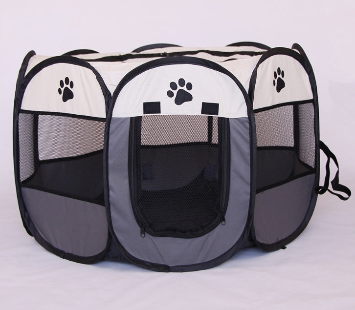 Folding Octagonal Pet Playpen - Portable Oxford Cloth Dog Tent