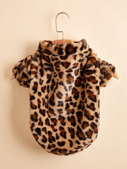 Leopard Print Dog Jacket - Warm Acrylic Pet Coat