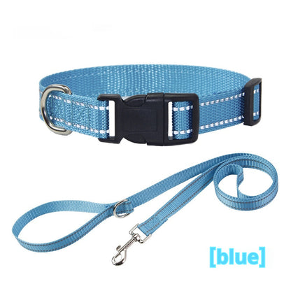 Reflective Dog Collar & Leash - Striped Outdoor Walking Set