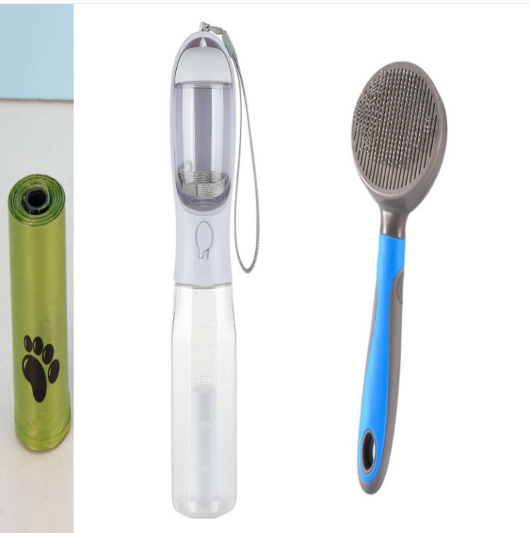 3-in-1 Portable Dog Water Bottle - Travel Feeder & Waste Dispenser