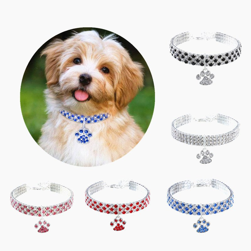 Rhinestone Pet Necklace - Elastic Cat & Dog Jewelry Collar