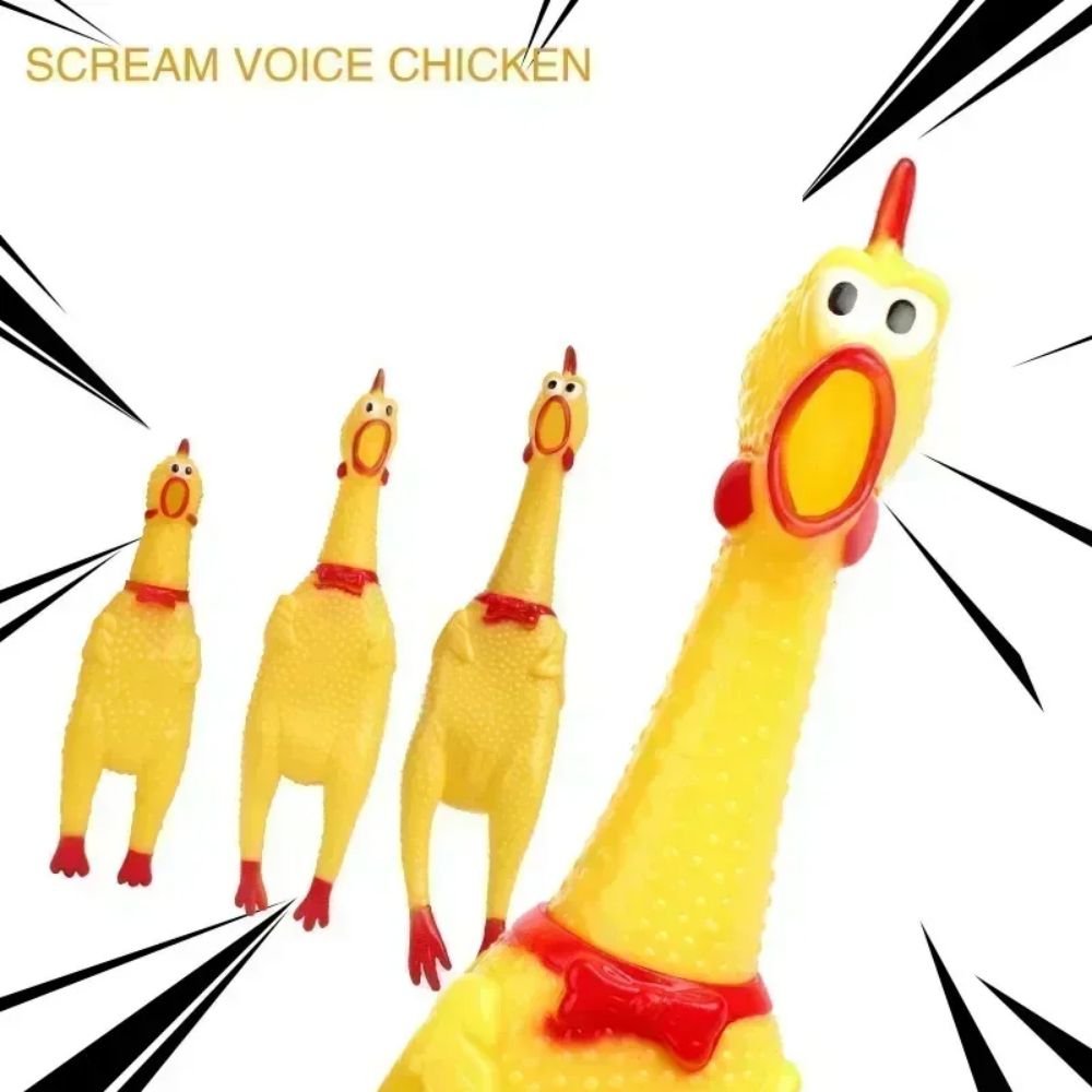 Screaming Chicken Dog Toy - Durable Squeaky Rubber Chew
