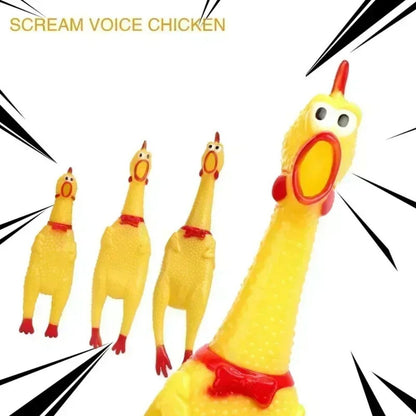 Screaming Chicken Dog Toy - Durable Squeaky Rubber Chew