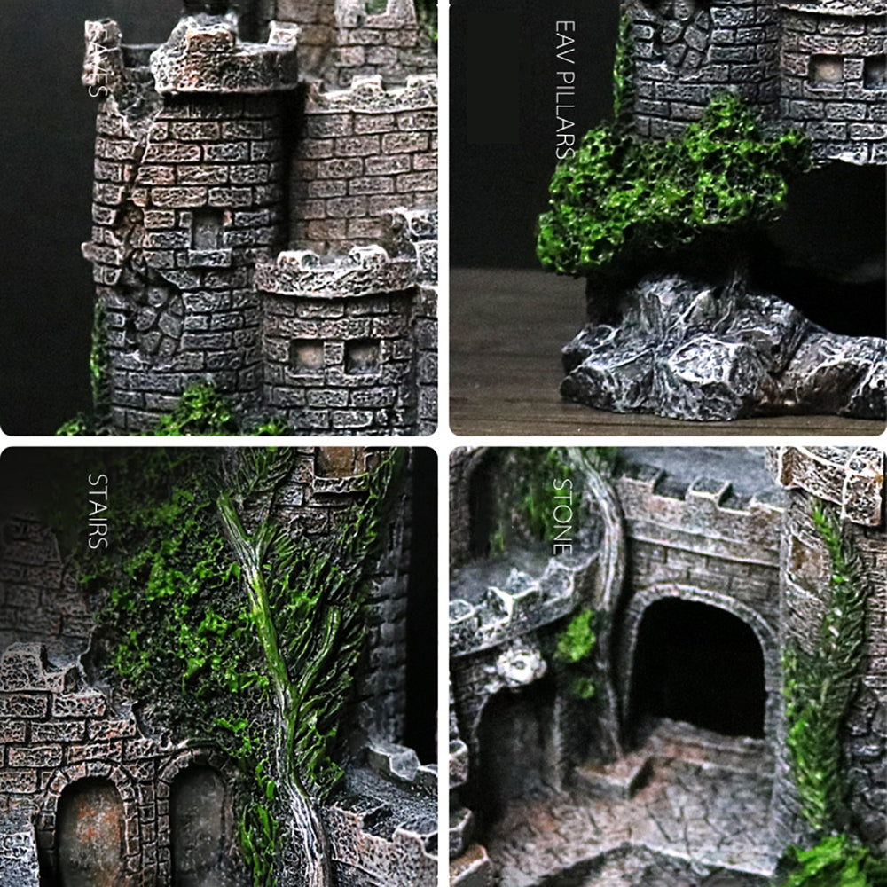 Resin Castle Aquarium Decoration - European-Style Fish Tank Ornament
