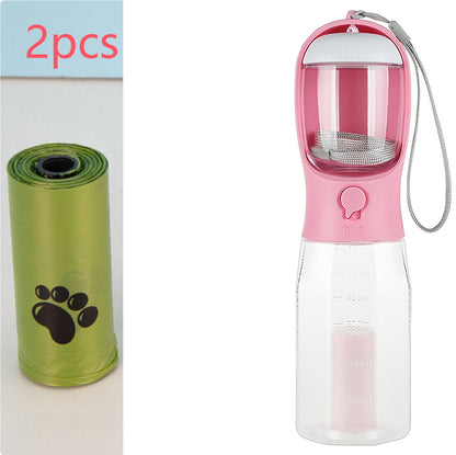 3-in-1 Portable Dog Water Bottle - Travel Feeder & Waste Dispenser