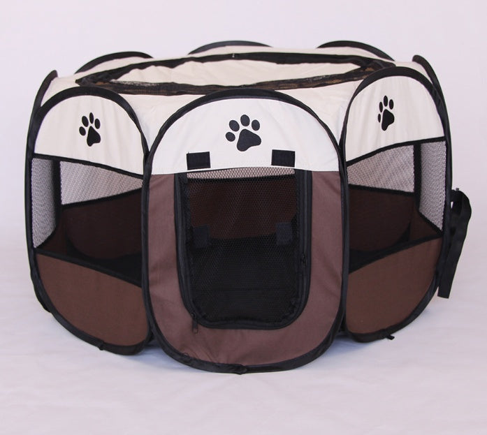 Folding Octagonal Pet Playpen - Portable Oxford Cloth Dog Tent